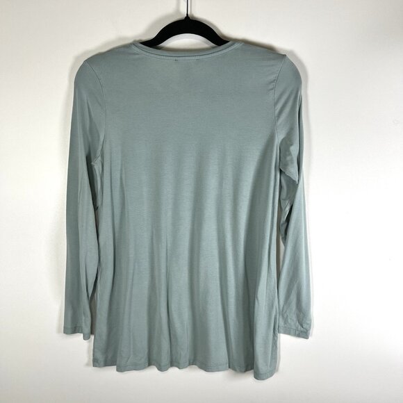 EILEEN FISHER Blouse Women's PS Blue Round Neck Stretch Long Sleeve Top Designer - Picture 5 of 7